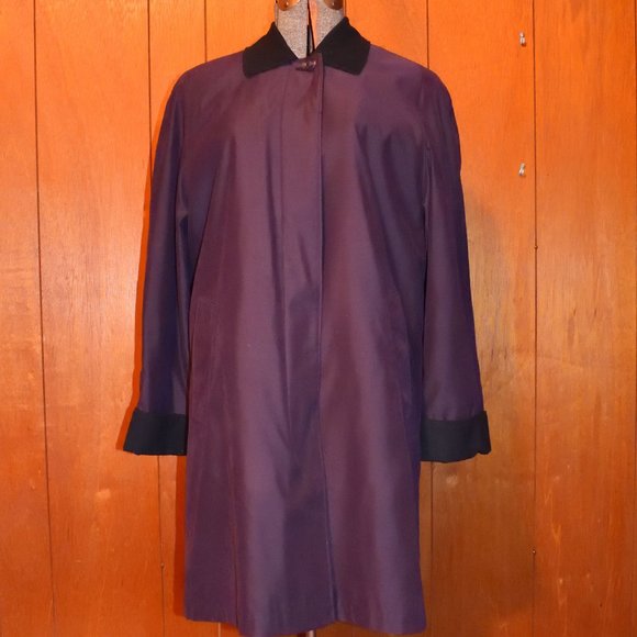 London Fog Womens Plum Coat Zippered Liner Size S Regular Raincoat Jacket Purple - Picture 1 of 13